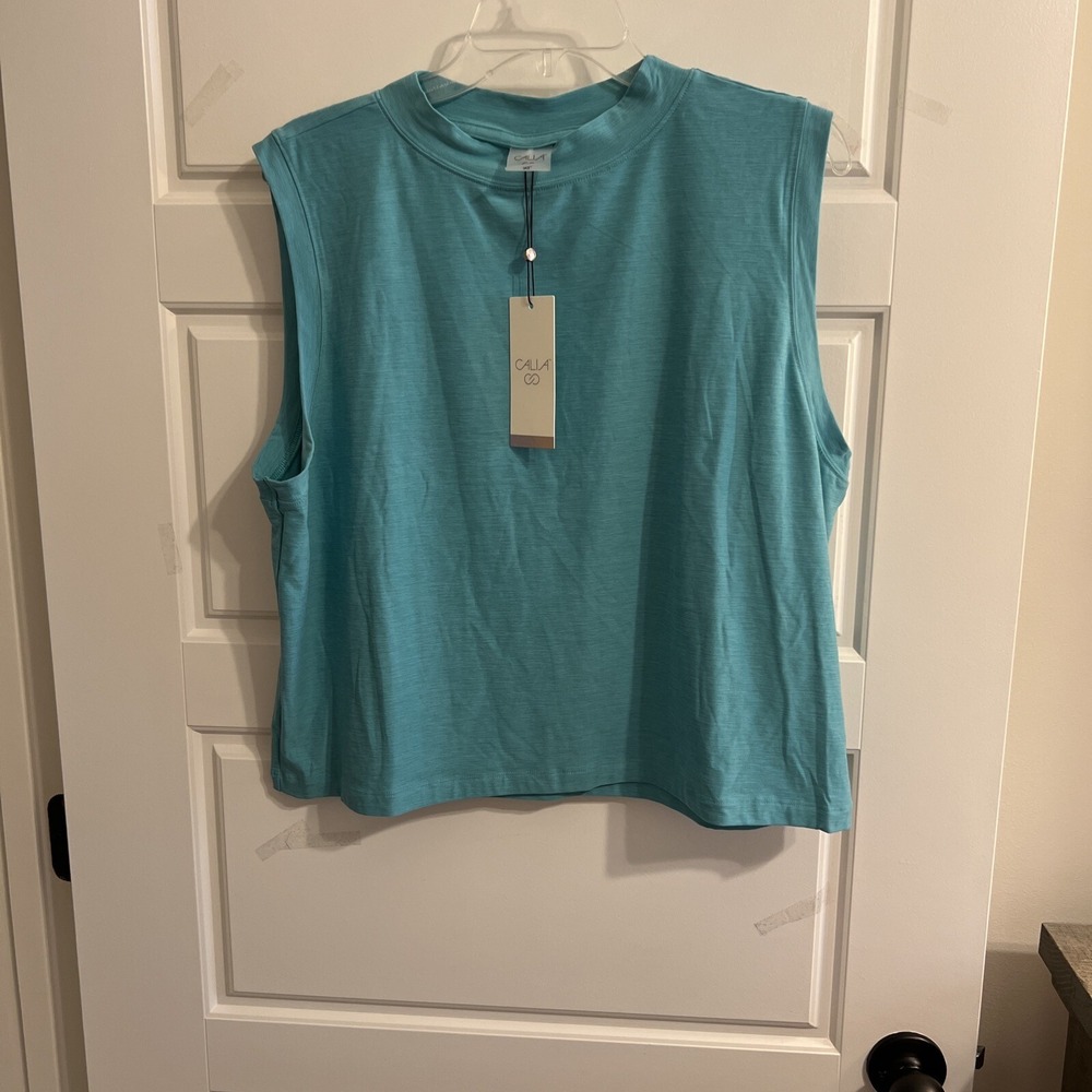 Calia Womens Spearmint Lustralux Mock Neck Sleeveless Solid Pullover Tank Top XL - Picture 1 of 3